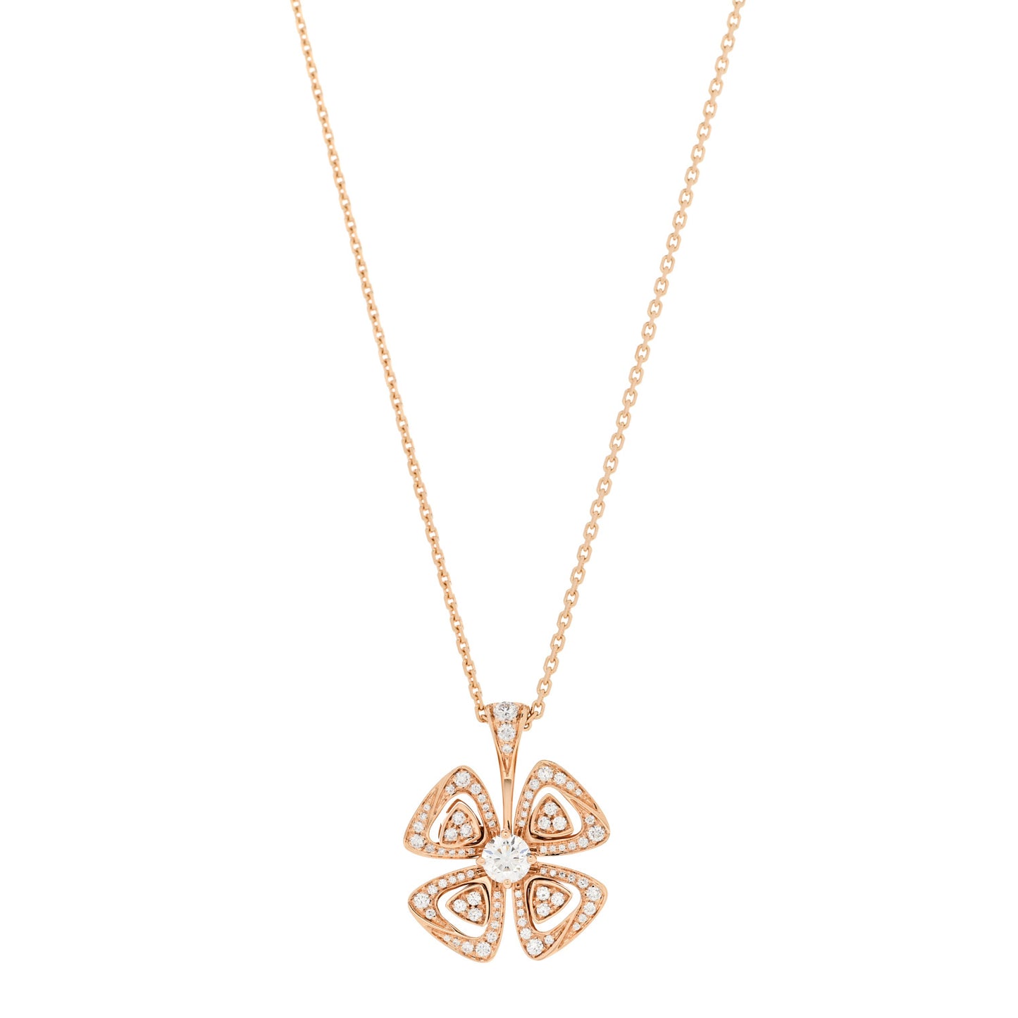 18K Rose Gold Diamond Fiorever Pendant Necklace