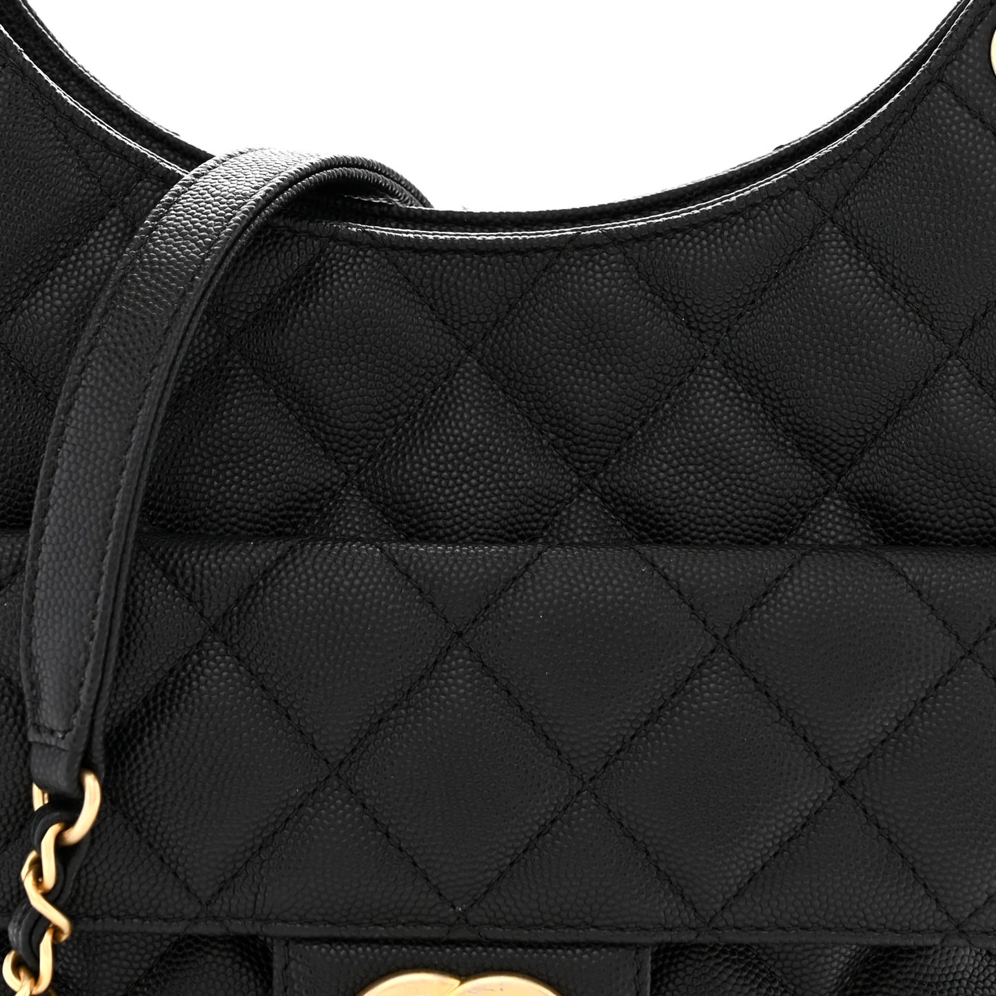 Caviar Quilted Wavy CC Hobo Black