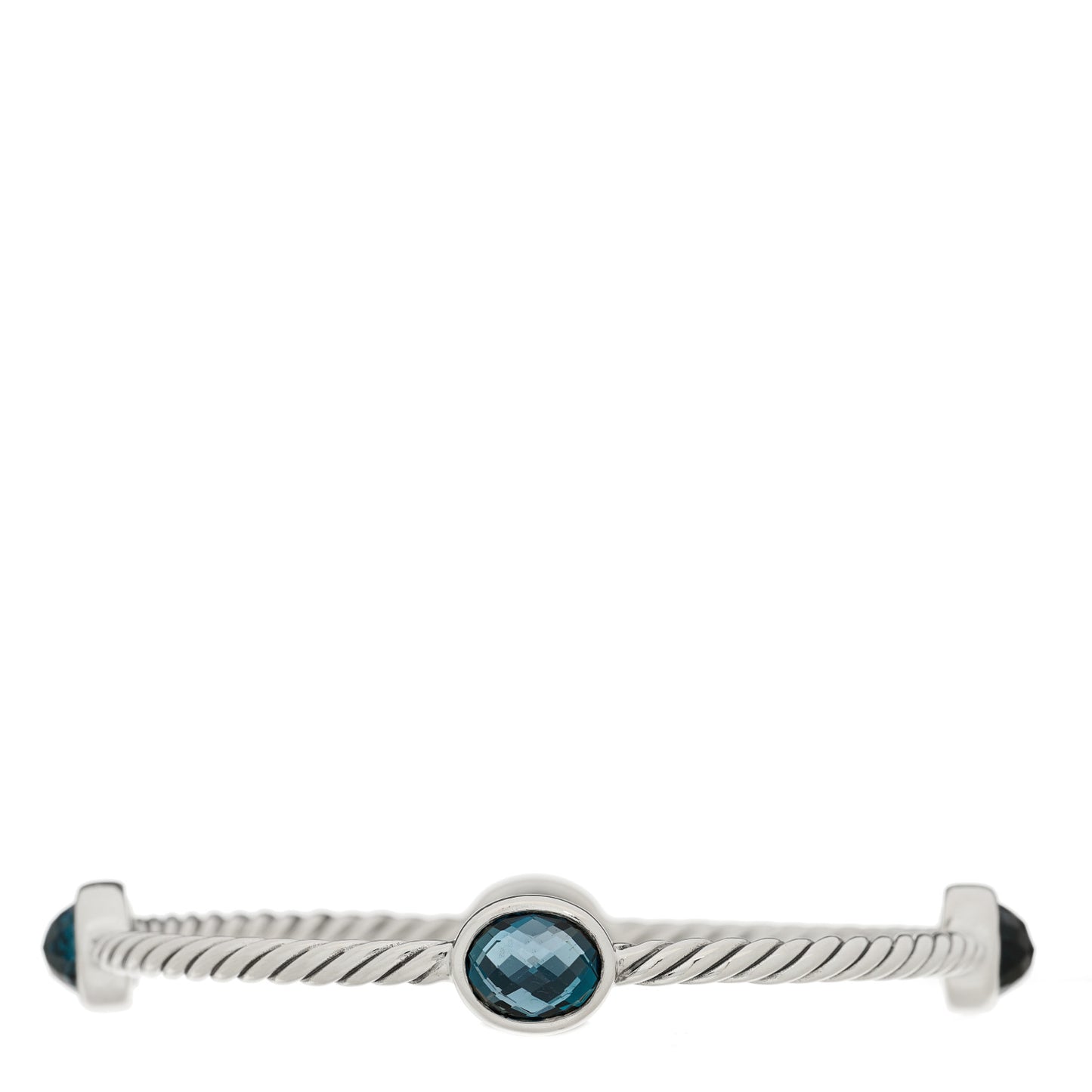 Sterling Silver Blue Topaz 3mm 4 Station Bangle Bracelet