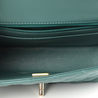 Chanel Lambskin Quilted Mini Rectangular Flap Dark Green 5 of 10