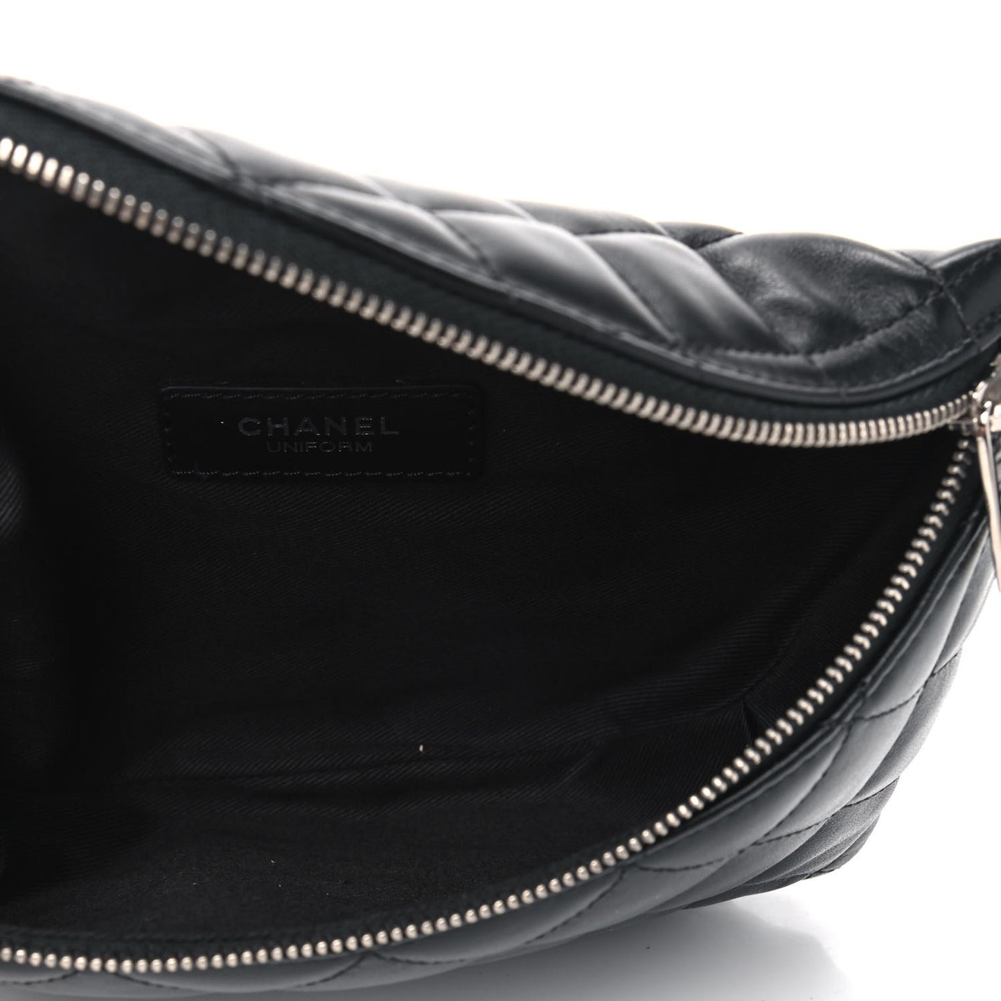 Calfskin Quilted Waist Belt Bag Black