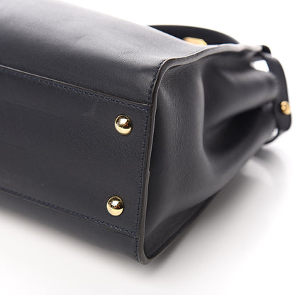 Fendi Vitello Seta Shiny Nappa Medium Peekaboo Iconic Satchel Blue Notte Turchese 10 of 12