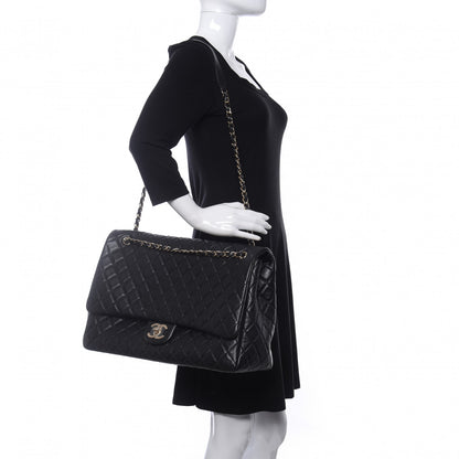 Chanel Metallized Calfskin Quilted XXL Travel Flap Bag Black 2 of 10