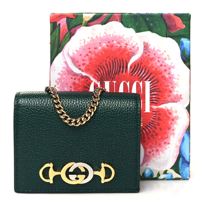 Gucci Grainy Calfskin Zumi Chain Card Case Wallet Vintage Green 10 of 10
