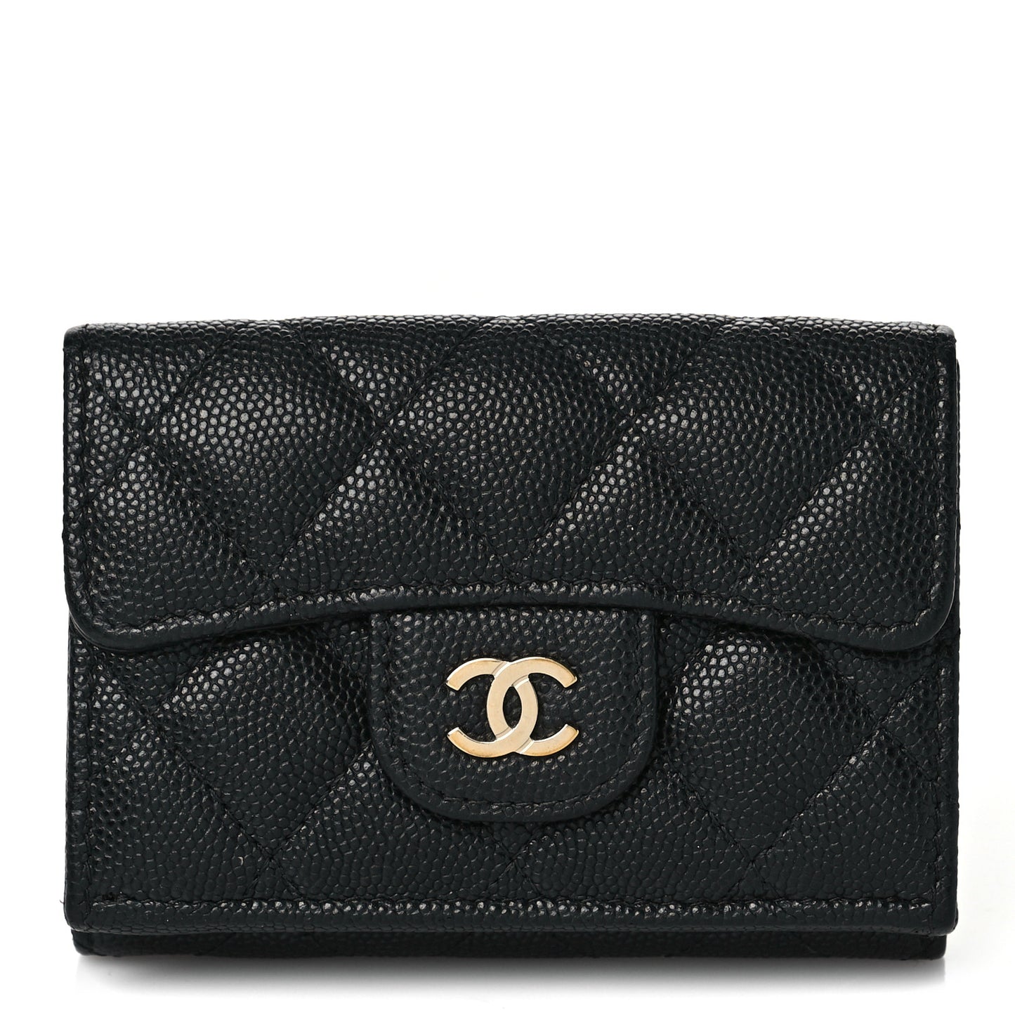 Caviar Quilted Double Flap Wallet Black