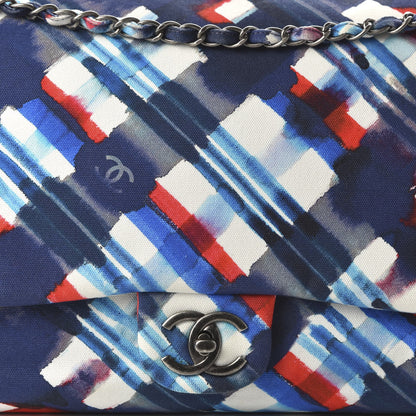 Chanel Canvas Airline Printed XXL Travel Flap Bag Blue Red White 10 of 10
