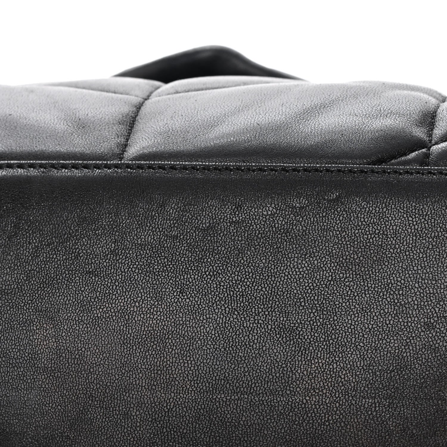 Saint Laurent Lambskin Quilted Medium Loulou Puffer Monogram Chain Satchel Black 11 of 15
