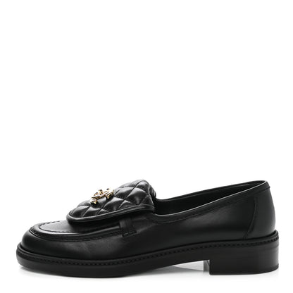 Chanel Lambskin Quilted CC Turnlock Loafers 38 Black 1 of 8