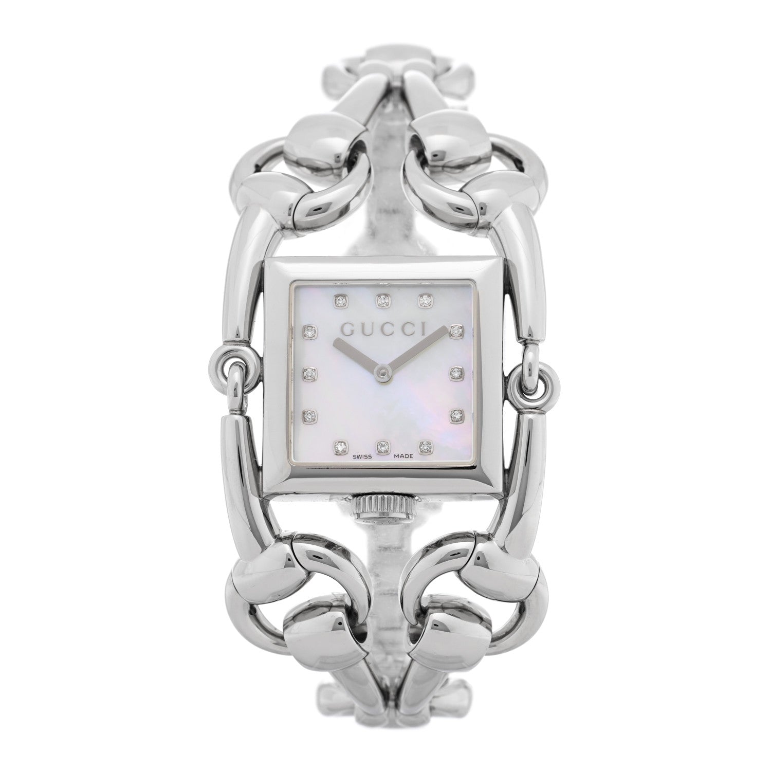 Gucci Stainless Steel Diamond Mother of Pearl 25mm Signoria Quartz Watch 1 of 4