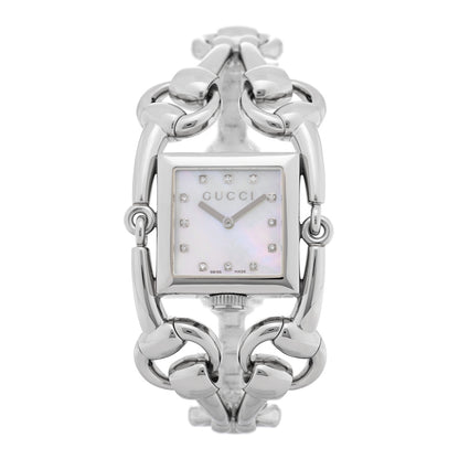 Gucci Stainless Steel Diamond Mother of Pearl 25mm Signoria Quartz Watch 1 of 4