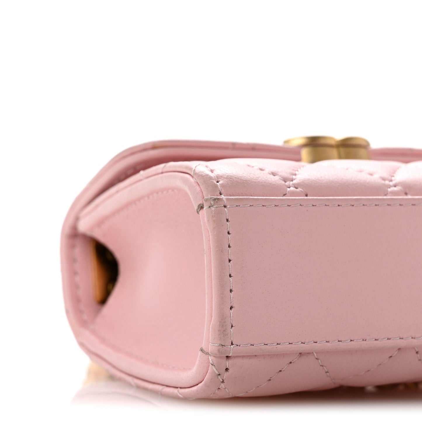 Lambskin Enamel Quilted Mini Top Handle Flap Pink