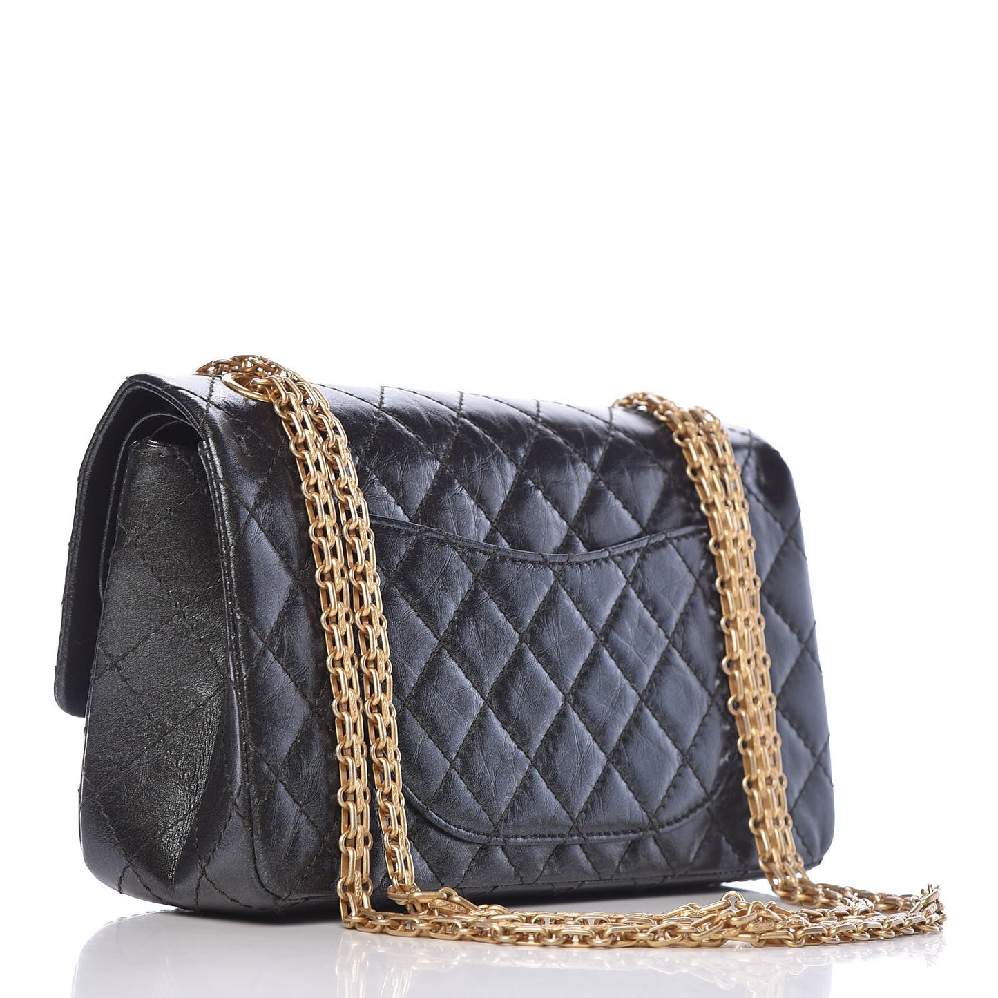 Glittered Aged Calfskin Quilted 2.55 Reissue 225 Flap Blue