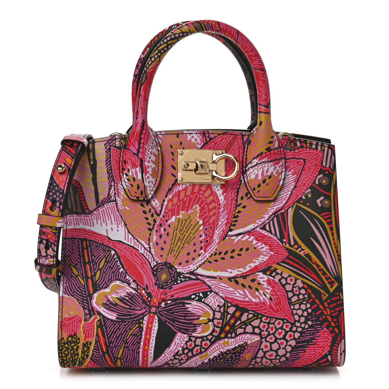 Salvatore Ferragamo Calfskin Batik Print Small The Studio Bag Multicolor 1 of 8