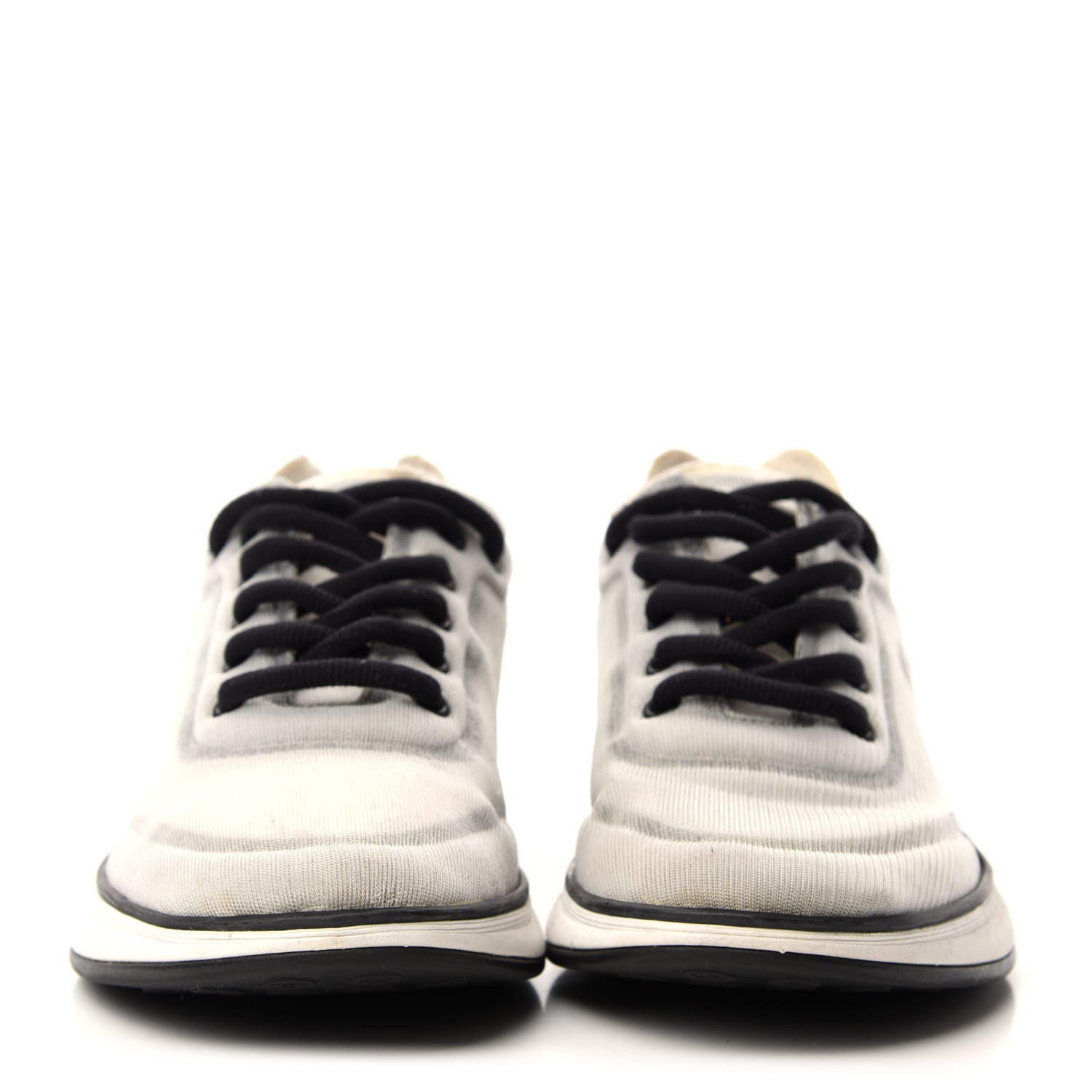 Chanel Mesh Lyrca Womens Logo Sneakers 37.5 White Grey 2 of 8