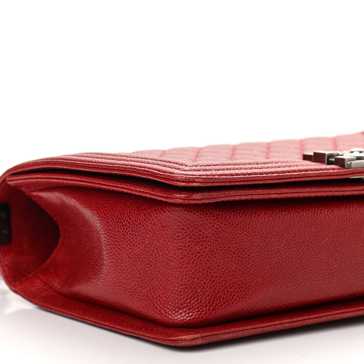 Caviar Quilted New Medium Boy Flap Dark Red