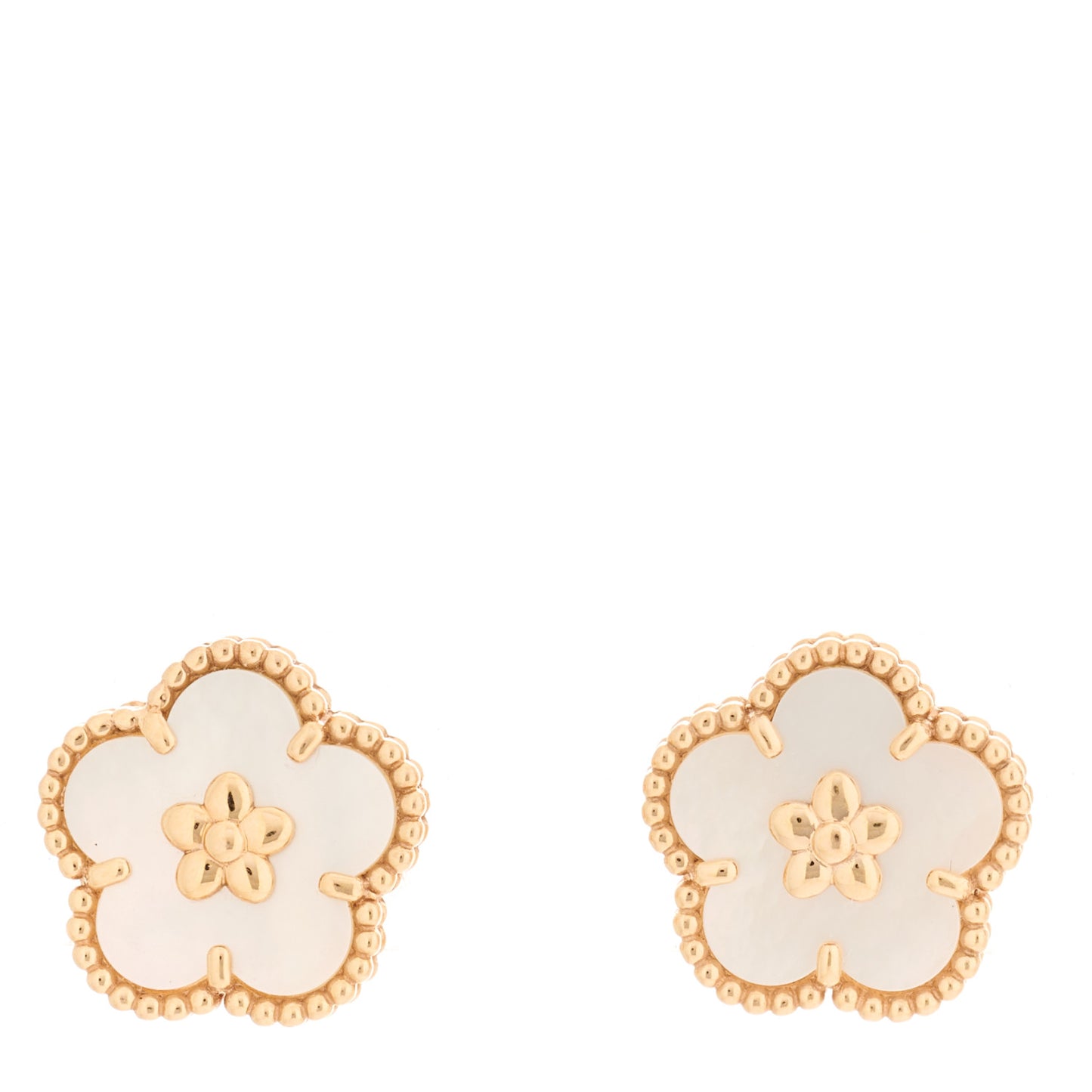 18K Rose Gold Mother of Pearl Lucky Springs Plum Blossom Earrings