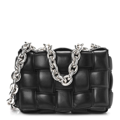 Bottega Veneta Lambskin Maxi Intreccio Padded Chain Cassette Crossbody Bag Black 1 of 8