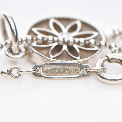 Tiffany Sterling Silver Diamond Small Daisy Key Pendant Necklace 6 of 9