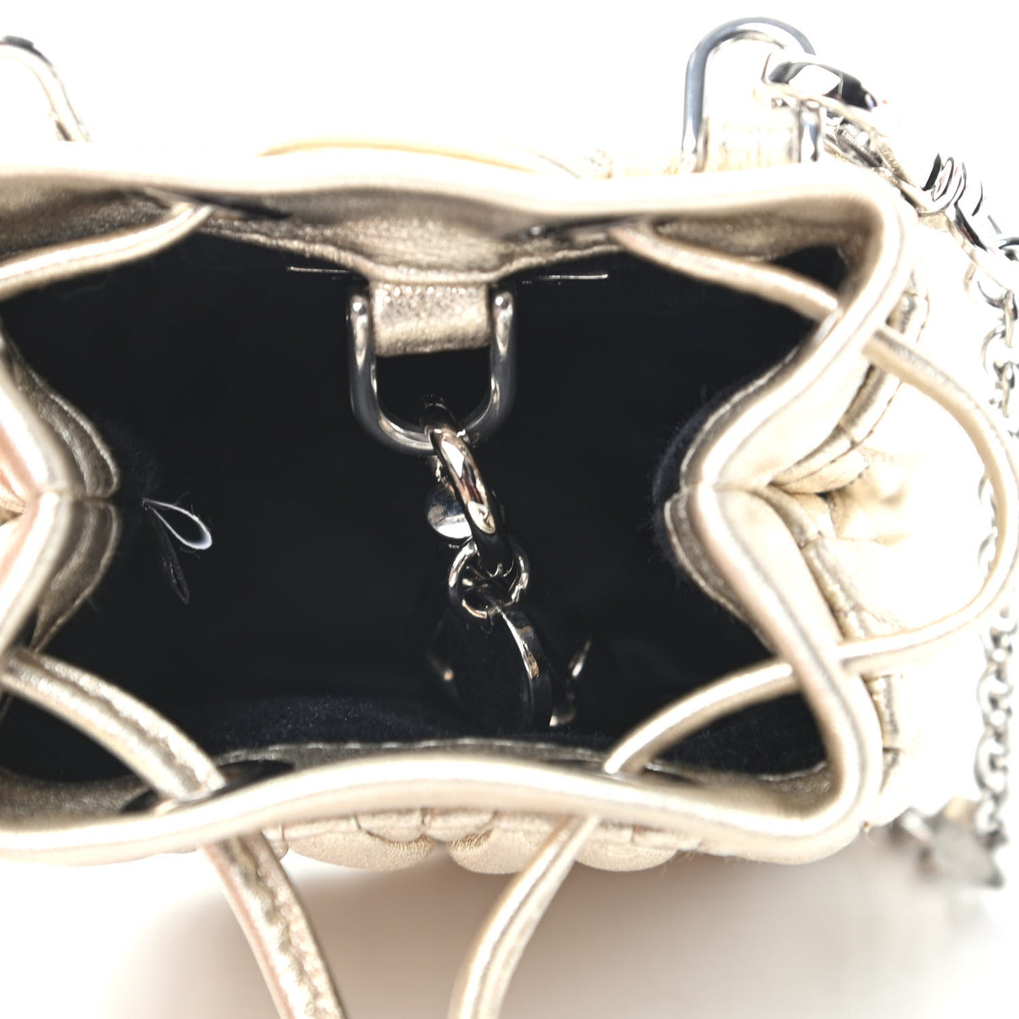 Metallic Nappa Matelasse Mini Bandoliera Gold