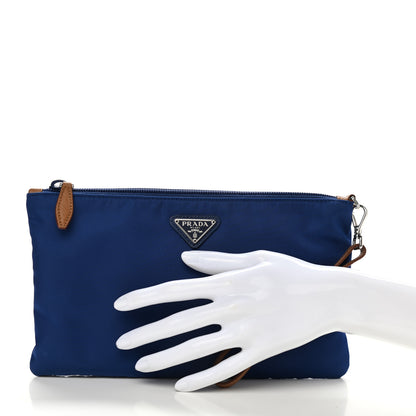 Prada Tessuto Nylon Saffiano Wristlet Bluette 2 of 8