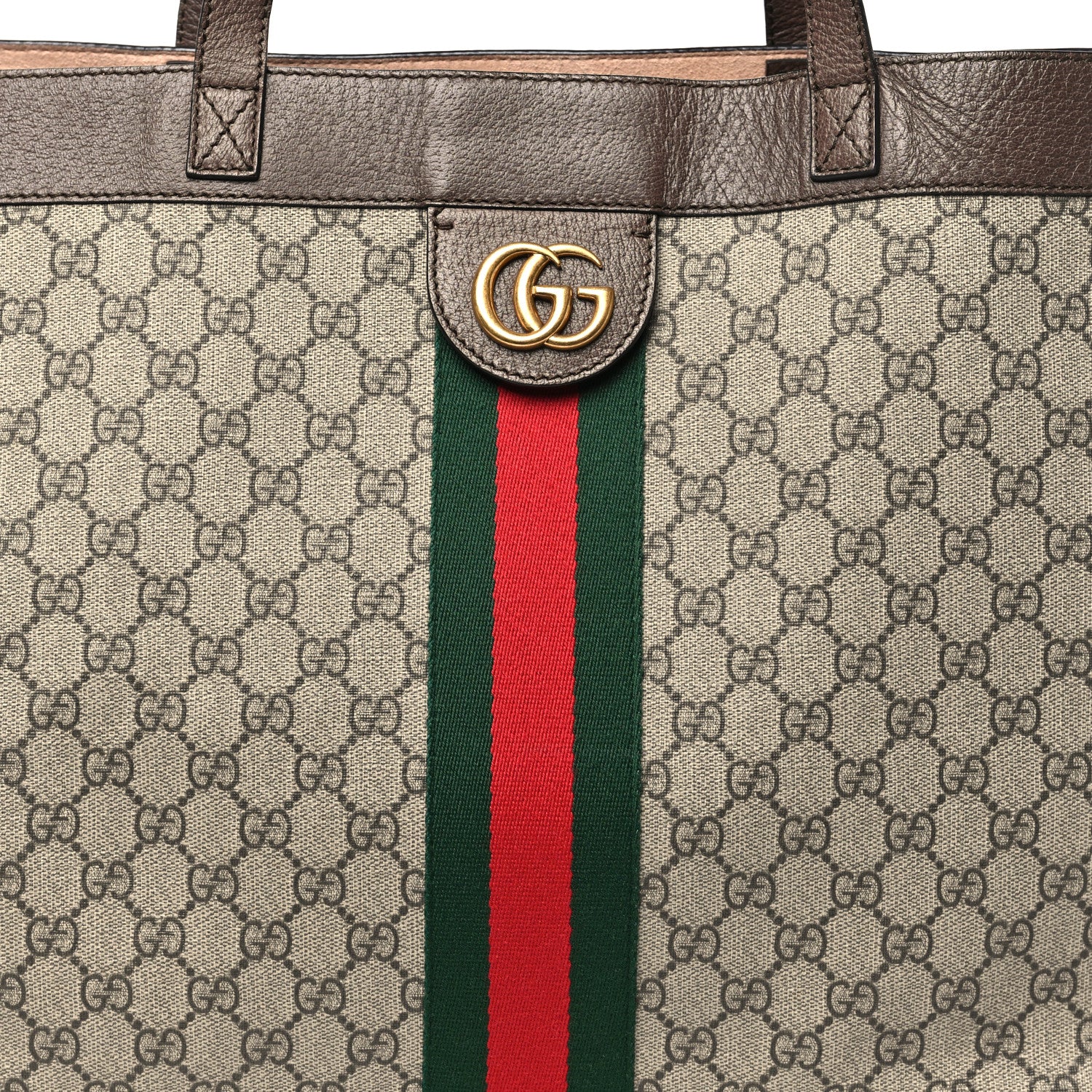 Gucci GG Supreme Monogram Web Ophidia Tote Brown 9 of 11