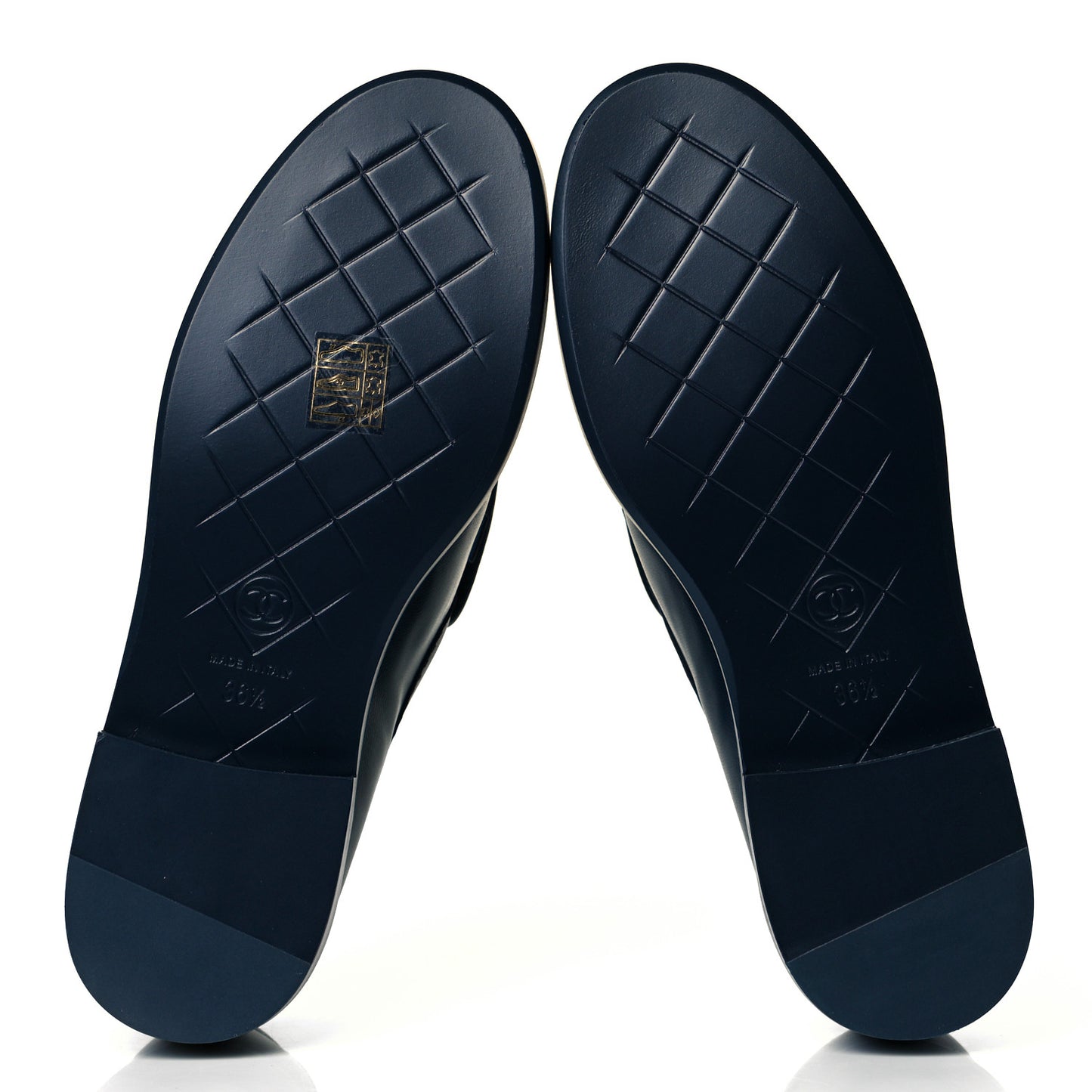 Lambskin Quilted CC Turnlock Loafers 36.5 Navy