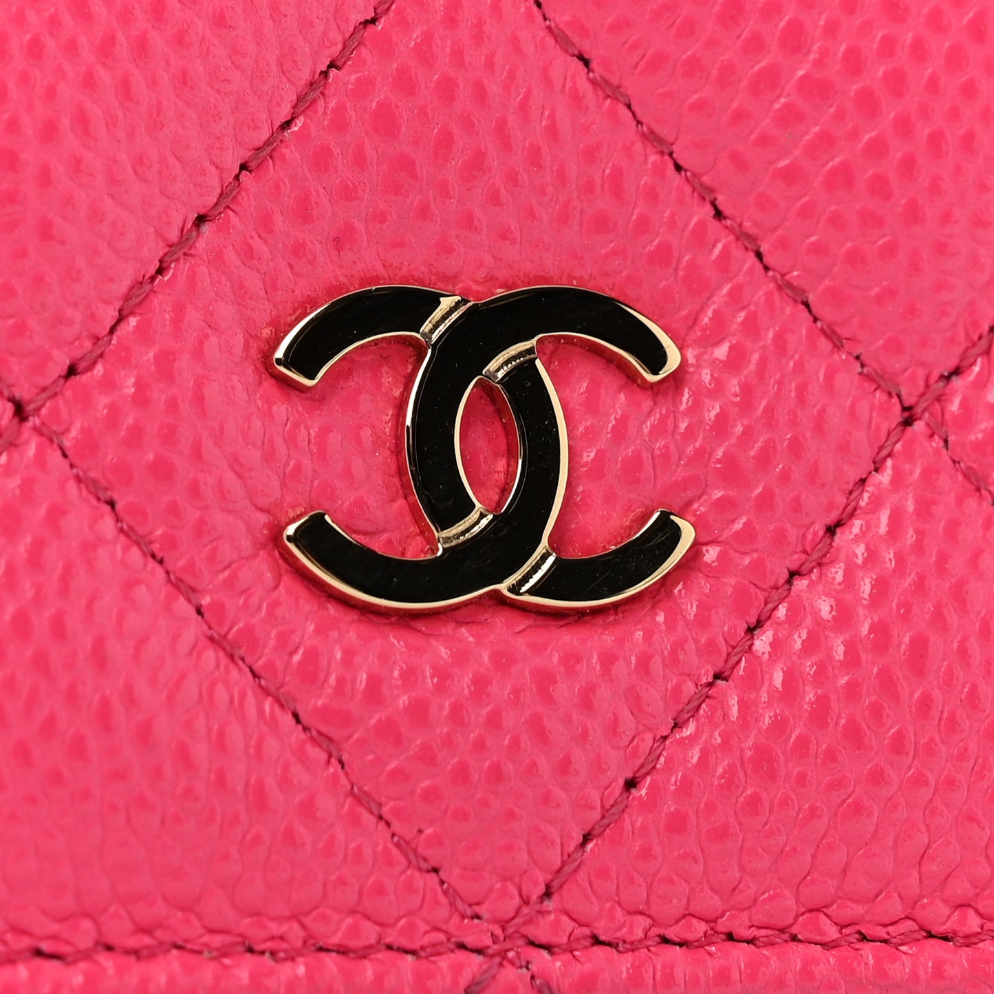 Caviar Quilted Wallet on Chain WOC Fuchsia