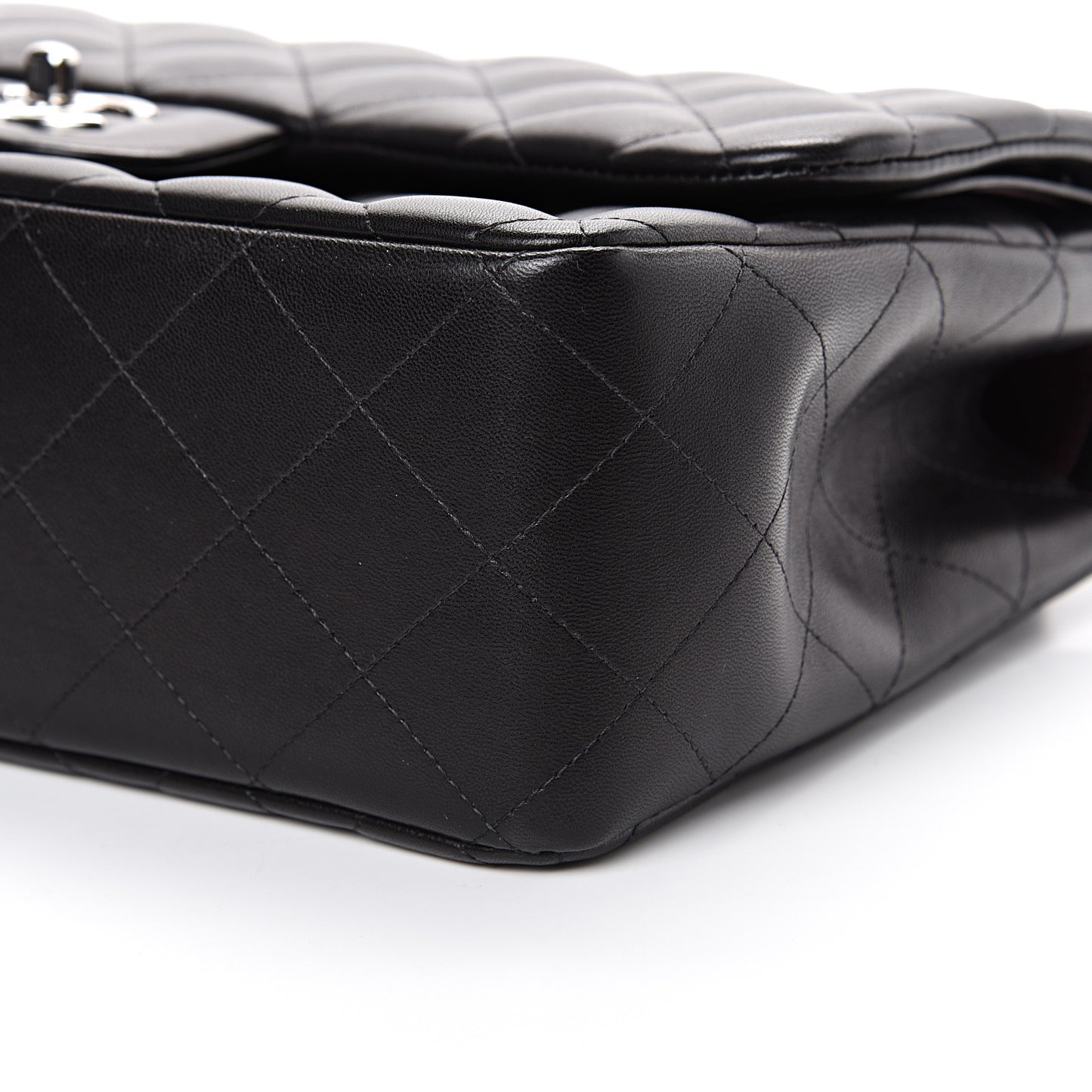 Lambskin Quilted Jumbo Double Flap Black