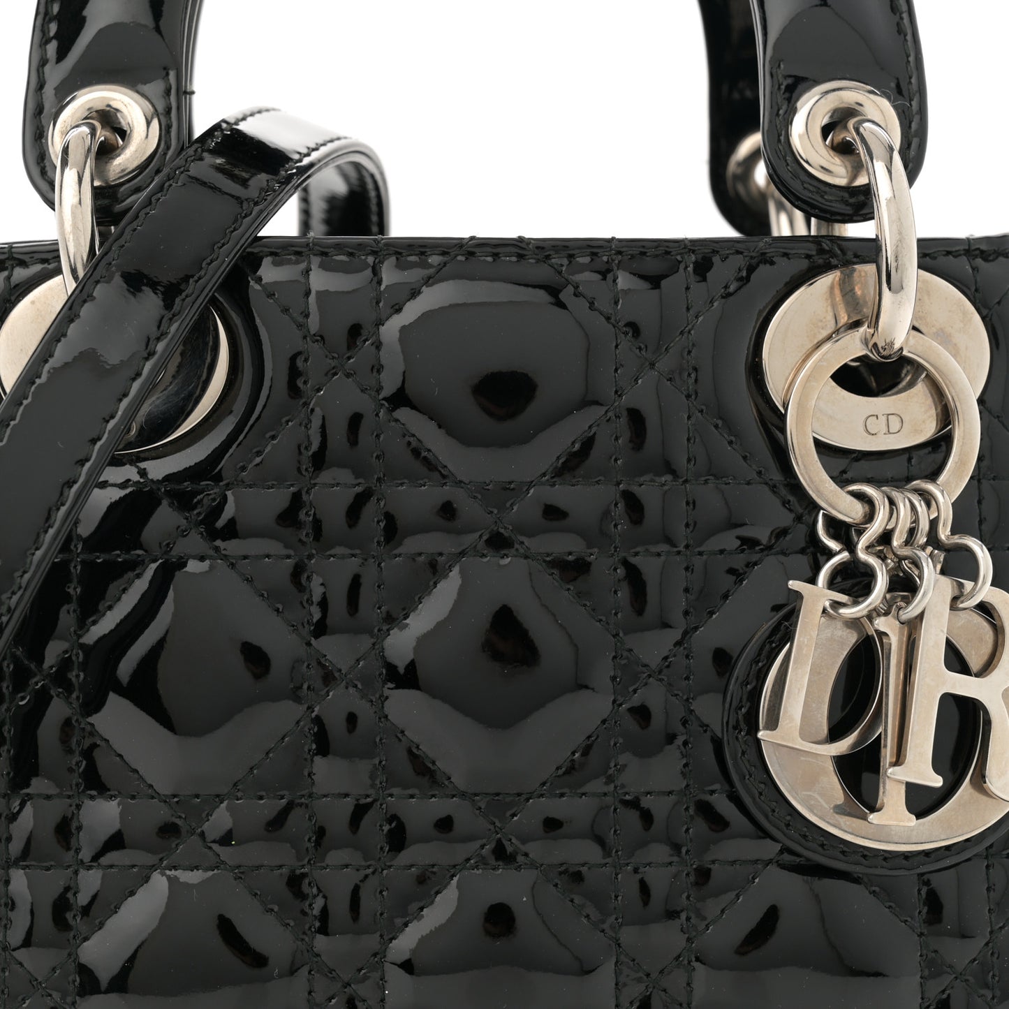 Patent Cannage Mini Lady Dior Black