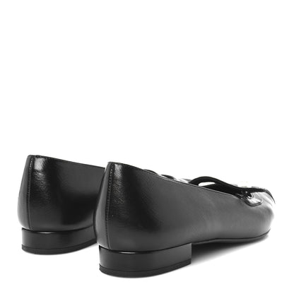 Chanel Shiny Lambskin Grosgrain Pearl Mary Jane Flats 38.5 Black 5 of 9
