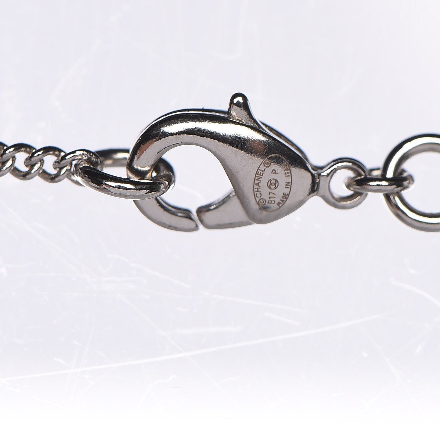 Chanel Crystal CC Bow Necklace Silver Black 4 of 5