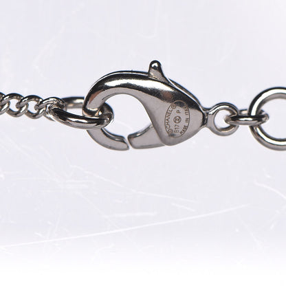 Chanel Crystal CC Bow Necklace Silver Black 4 of 5