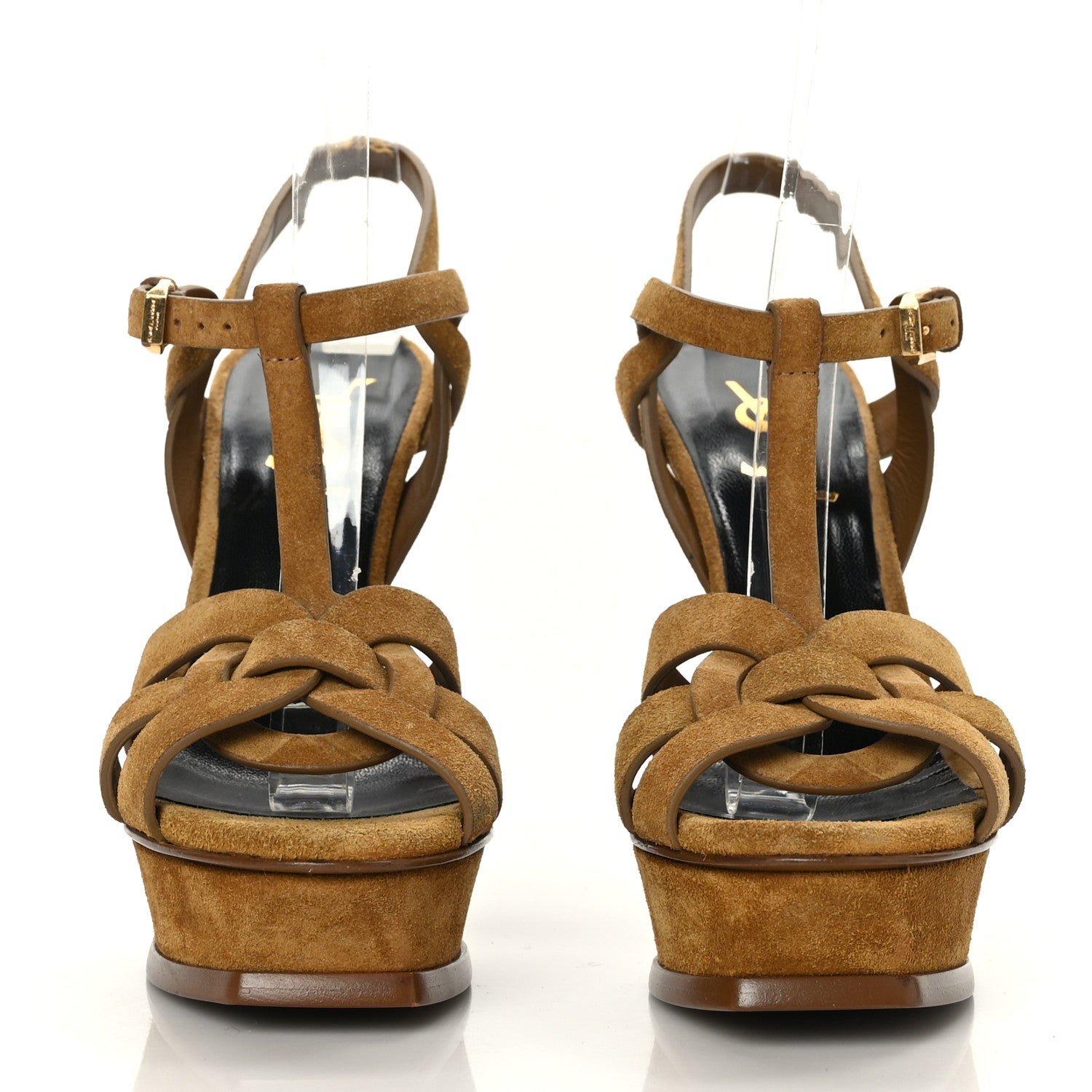 Saint Laurent Suede Tribute 105 Platform Sandals 35 Tan 2 of 7