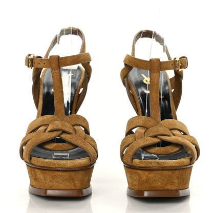 Saint Laurent Suede Tribute 105 Platform Sandals 35 Tan 2 of 7