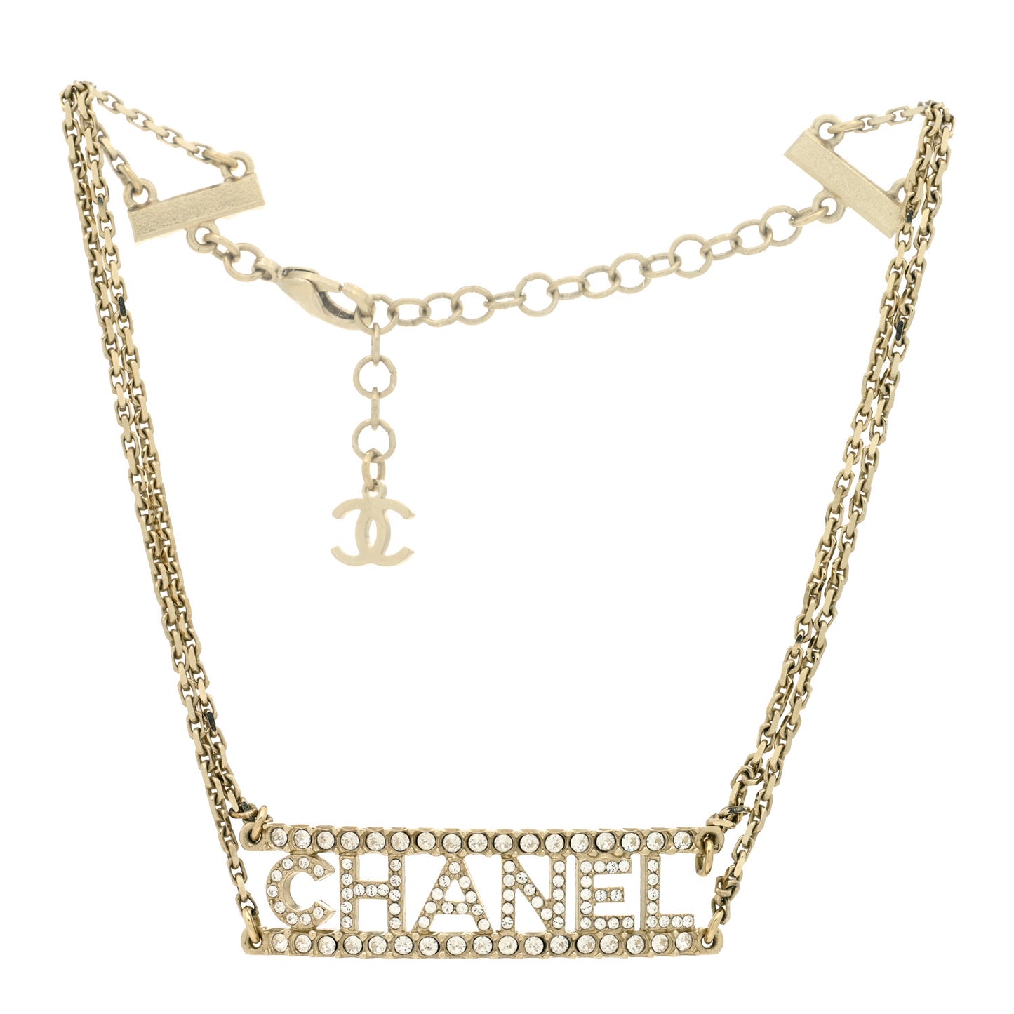 Metal Crystal Logo Choker Necklace Gold