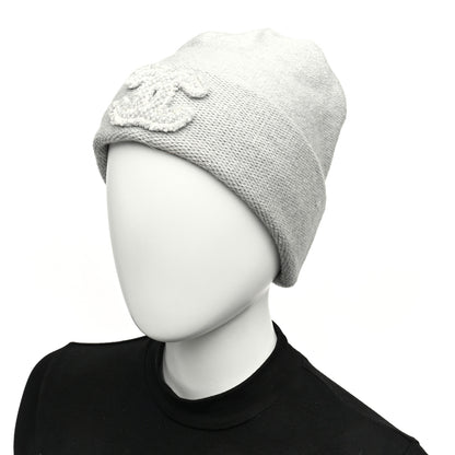 Chanel Cashmere CC Beanie Hat Grey 2 of 6