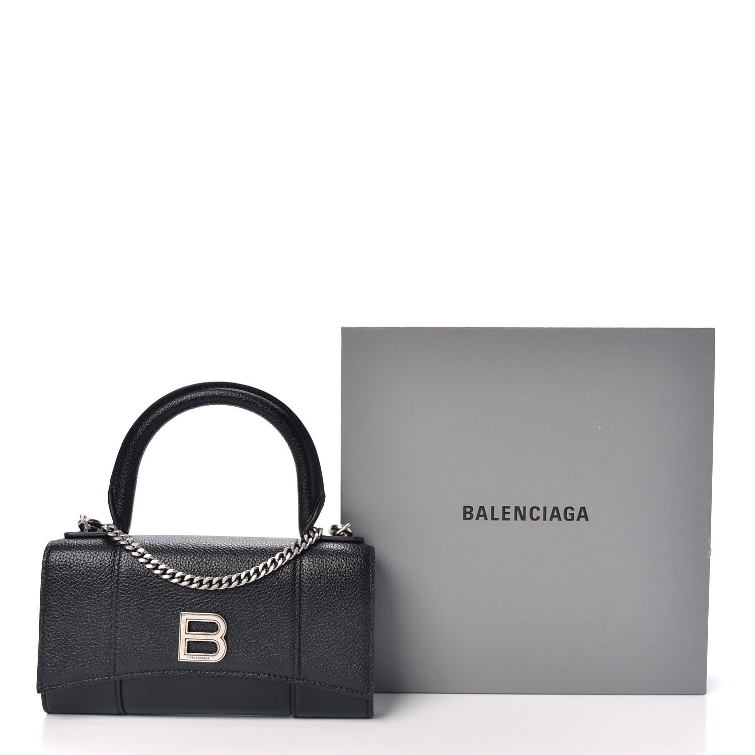 Balenciaga Grained Calfskin Hourglass Top Handle Crossbody Phone Holder Black 9 of 9