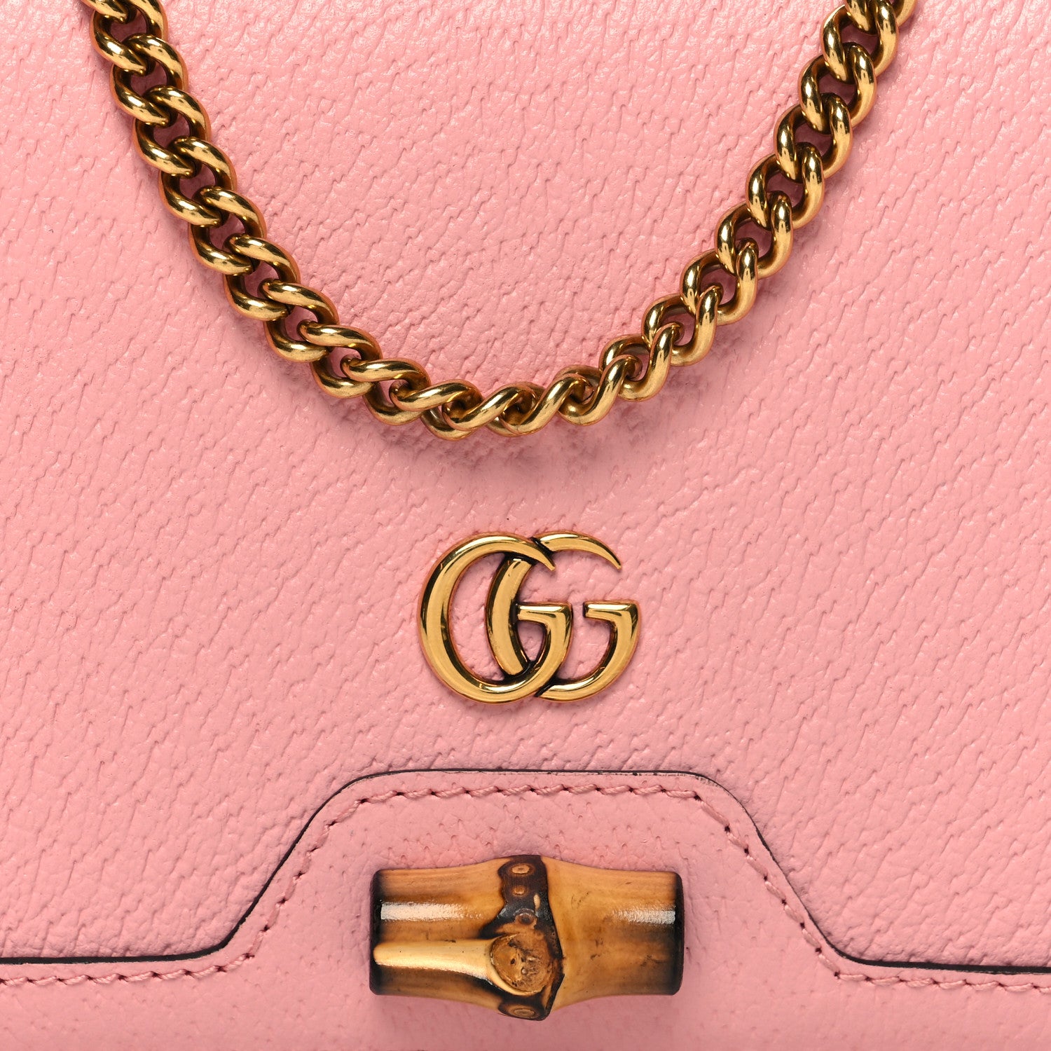 Gucci Textured Dollar Calfskin Diana Chain Wallet Wild Rose 8 of 10