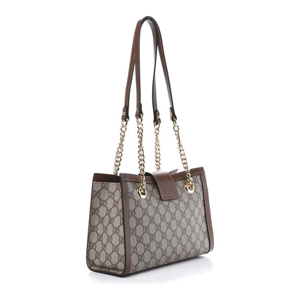 Gucci GG Supreme Monogram Calfskin Small Padlock Tote Beige Ebony Tuscany 2 of 10