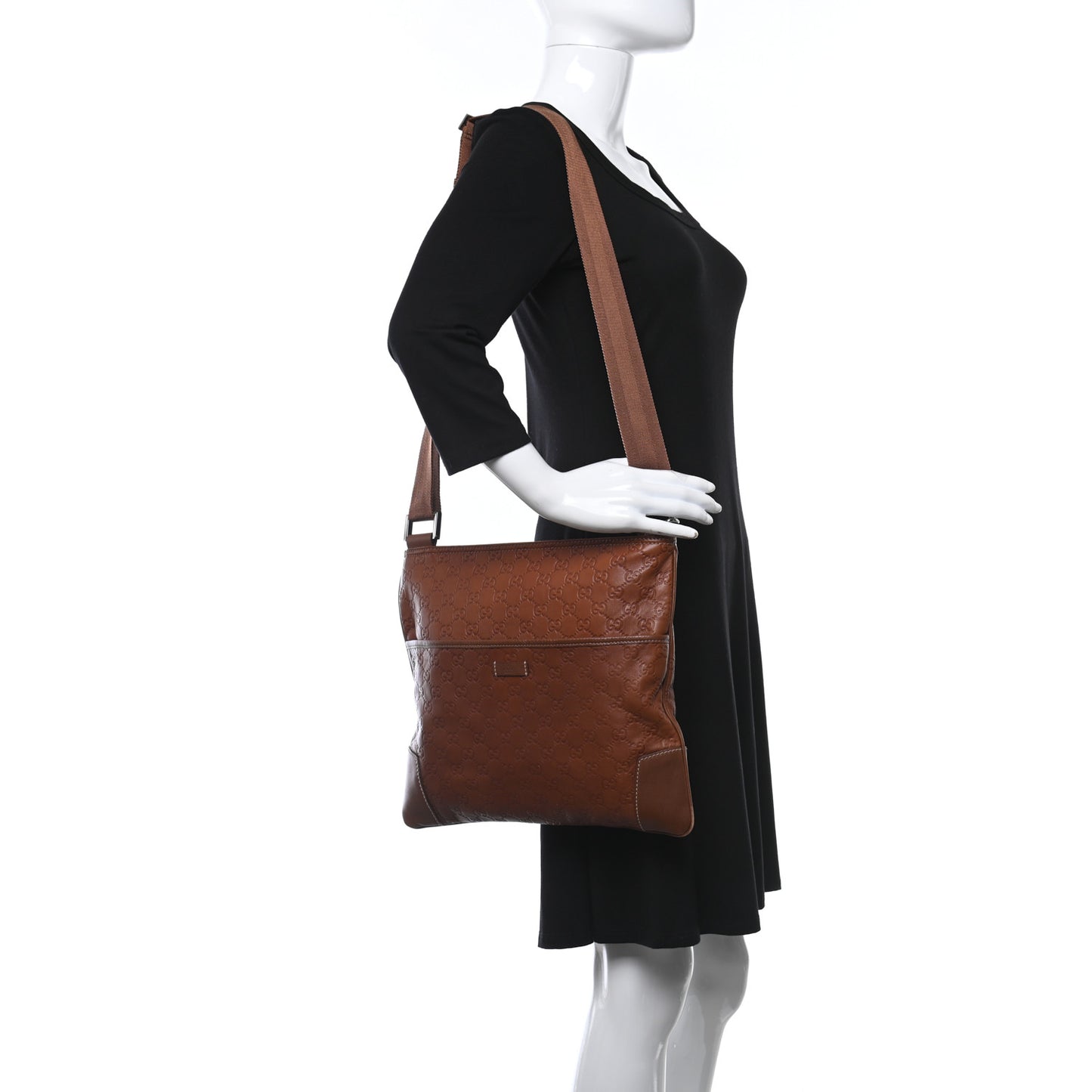 Guccissima Flat Messenger Bag Brown
