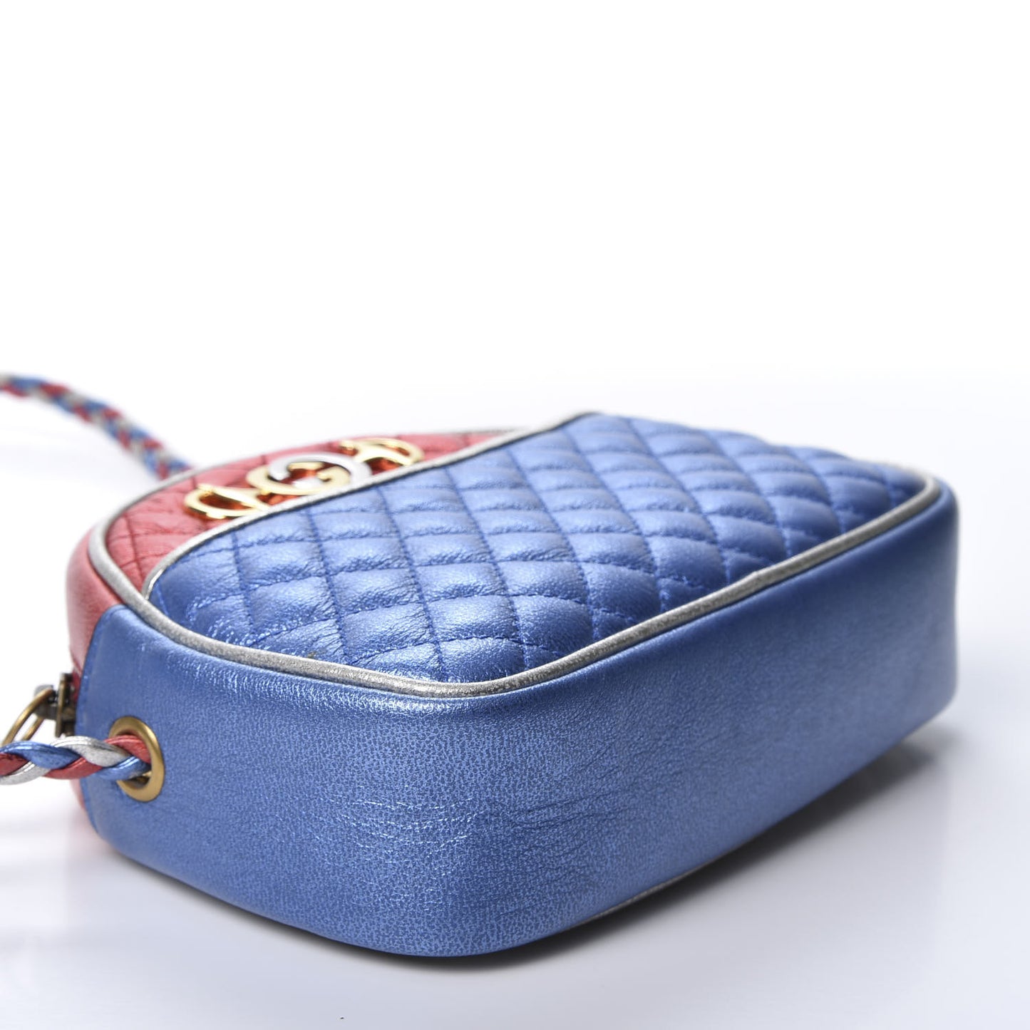 Laminated Nappa Trapuntata Mini Zumi Dome Shoulder Bag Rosso Marine Argento