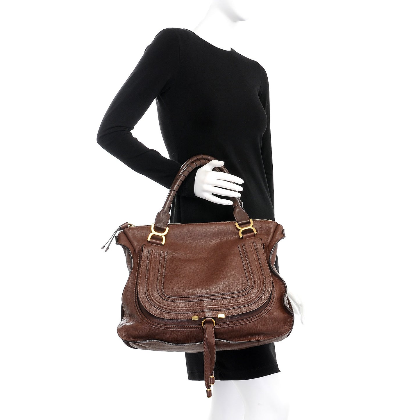 Calfskin Large Marcie Satchel Oak