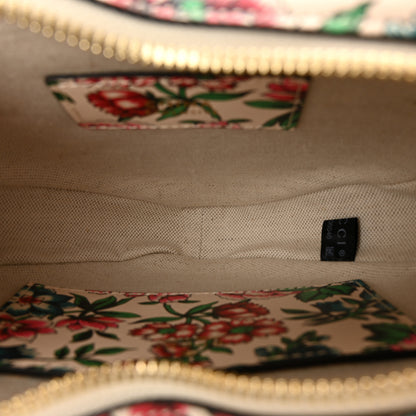 Gucci Calfskin Matelasse Diagonal Brit Roses Print Mini Interlocking G Heart Shoulder Bag  White Multicolor 5 of 11