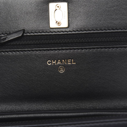 Chanel Velvet Quilted Pearl Crush Wallet On Chain WOC Black 6 of 12