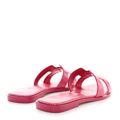 Hermes Lizard Oran Sandals 37.5 Fuchsia 4 of 9
