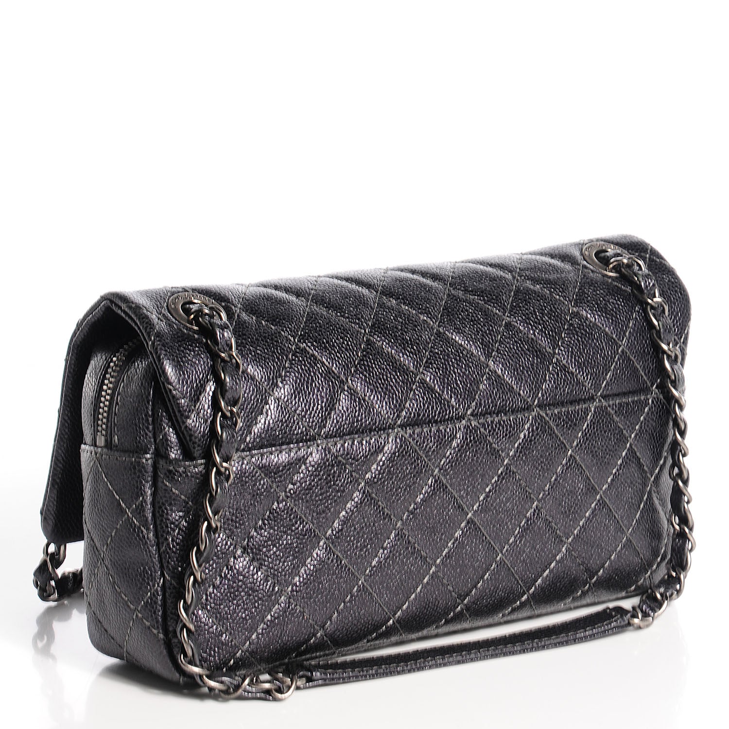 Chanel Iridescent Caviar Medium Chic Flap Dark Grey 3 of 8