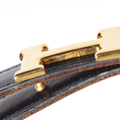 Hermes Box Courchevel Reversible Polished Constance 18mm H Belt 65 Indigo Jaune 4 of 5