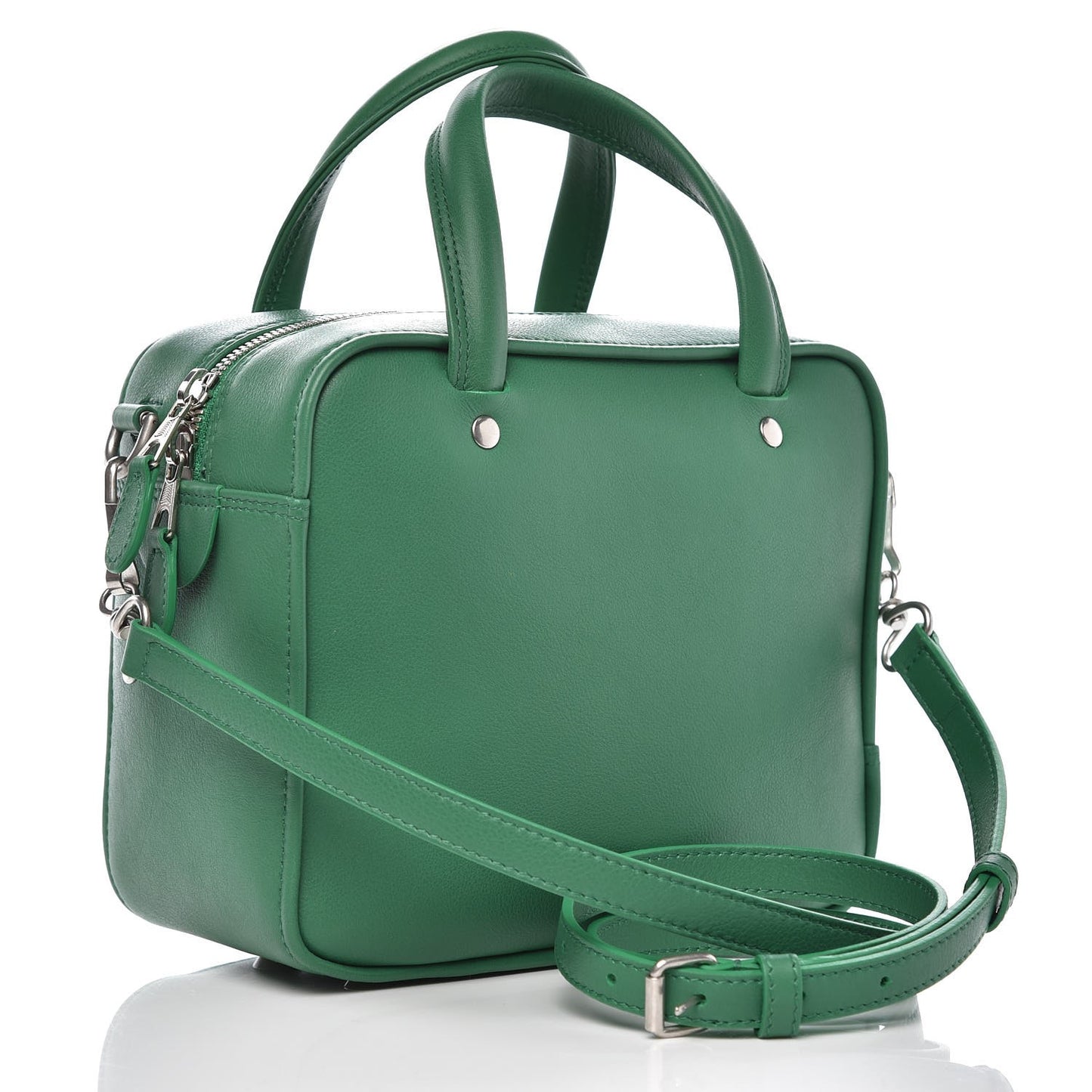 Shiny Day Calfskin XS Triangle Square Bag Vert Irlandais
