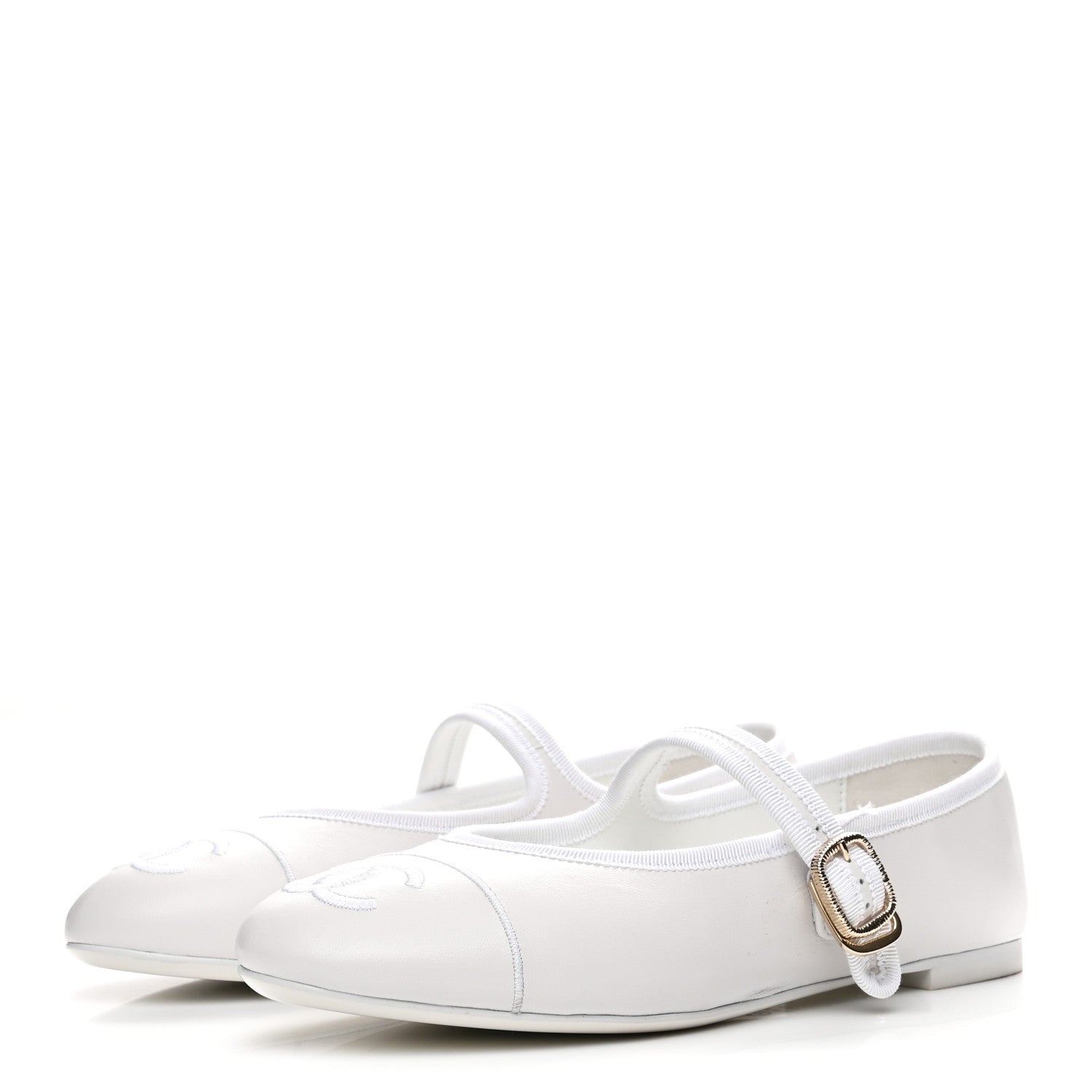 Chanel Lambskin Mary Jane Flats 38.5 White 4 of 10