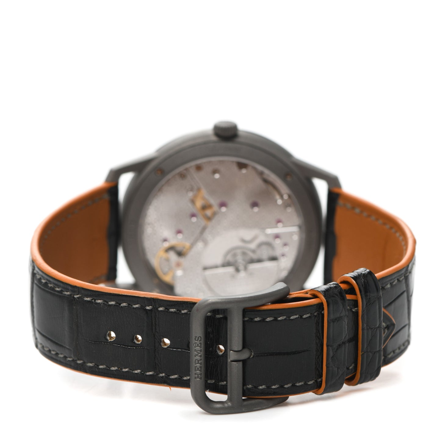 Titanium Alligator 39.5mm Slim D'Hermes Automatic Watch Noir